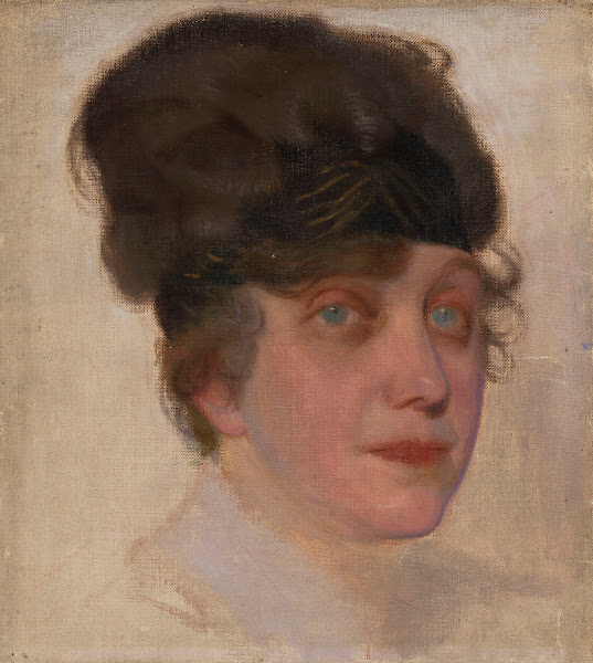 Portrait of a woman with a black collar 1915