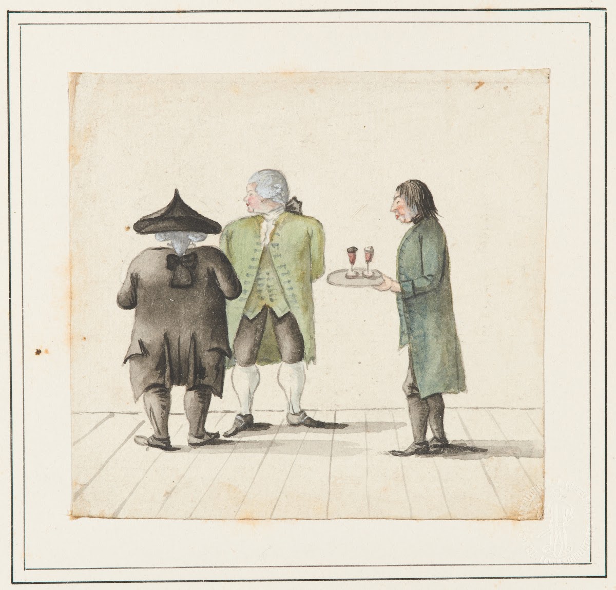 Kurgäste und Kellner des Bads Blumenstein 1804