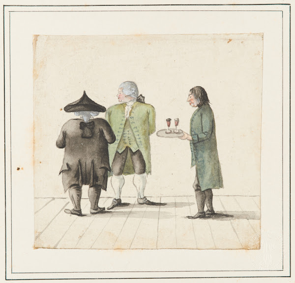 Kurgäste und Kellner des Bads Blumenstein 1804
