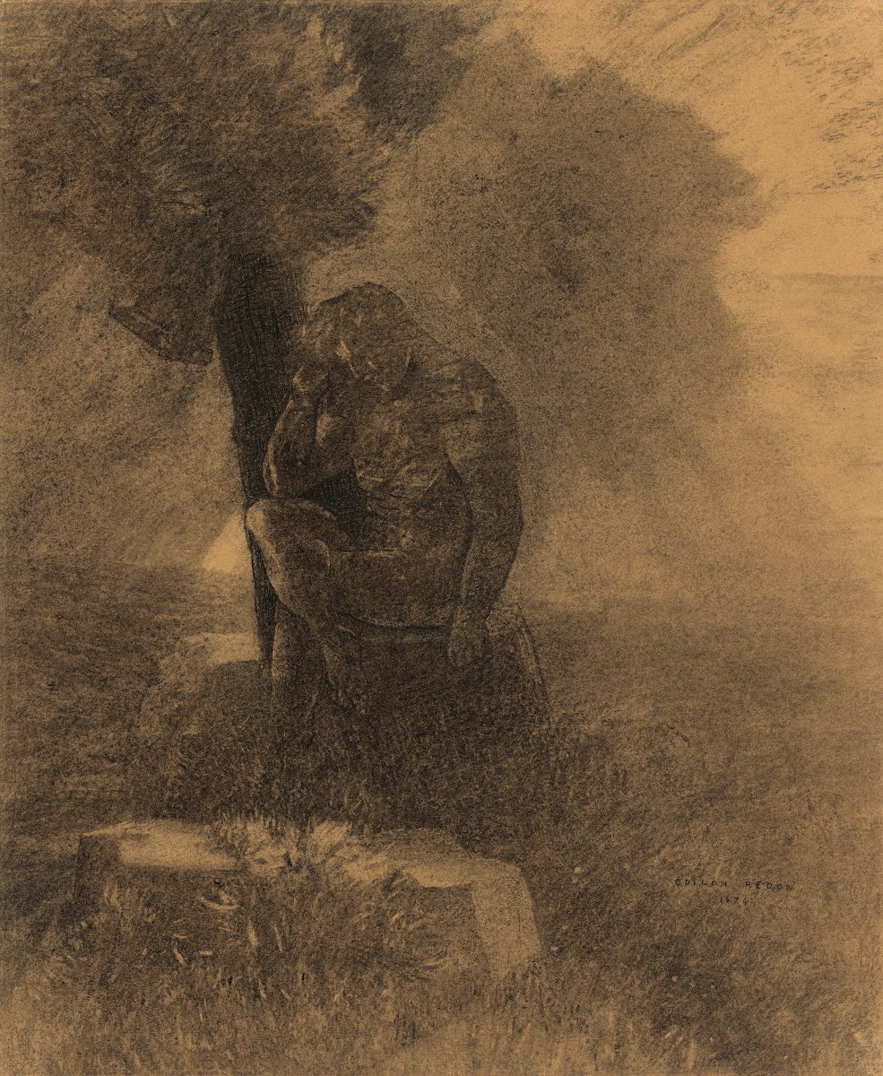 Penseur Homme nu dans un paysage 1874