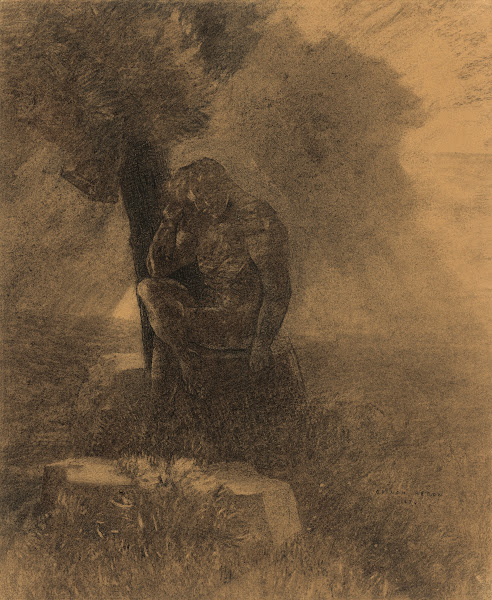 Penseur Homme nu dans un paysage 1874