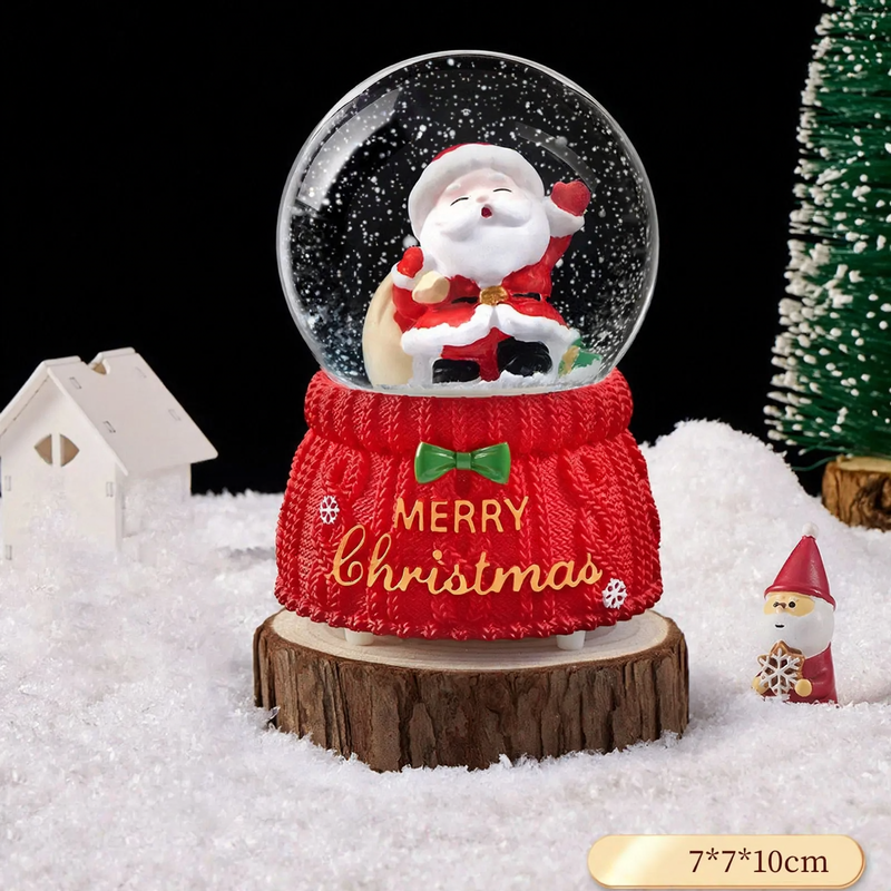 Christmas snow globe with light and music