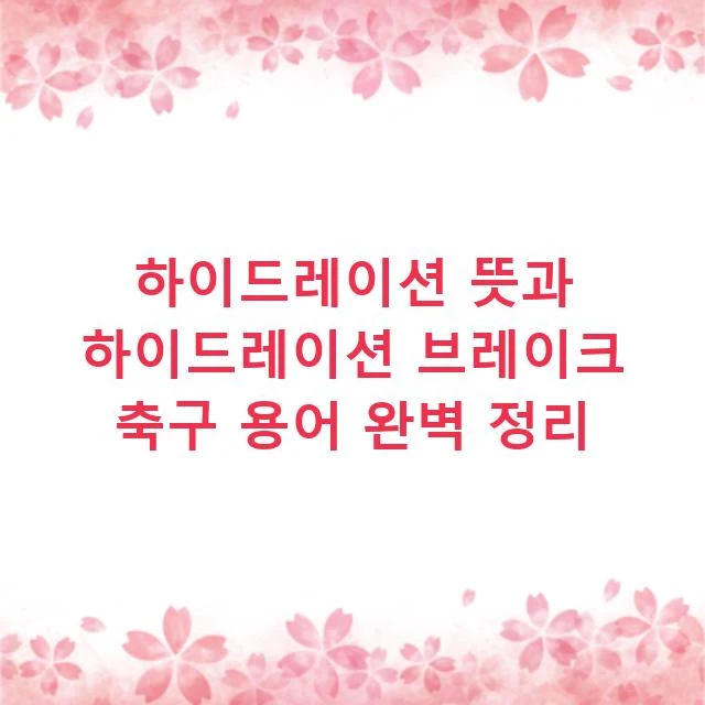 하이드레이션 뜻과 하이드레이션 브레이크 축구 용어 완벽 정리