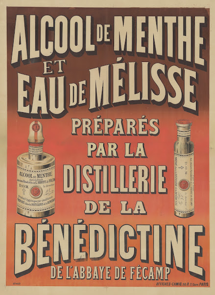 Alcool de menthe et eau de mélisse préparés par la distillerie de la Bénédictine