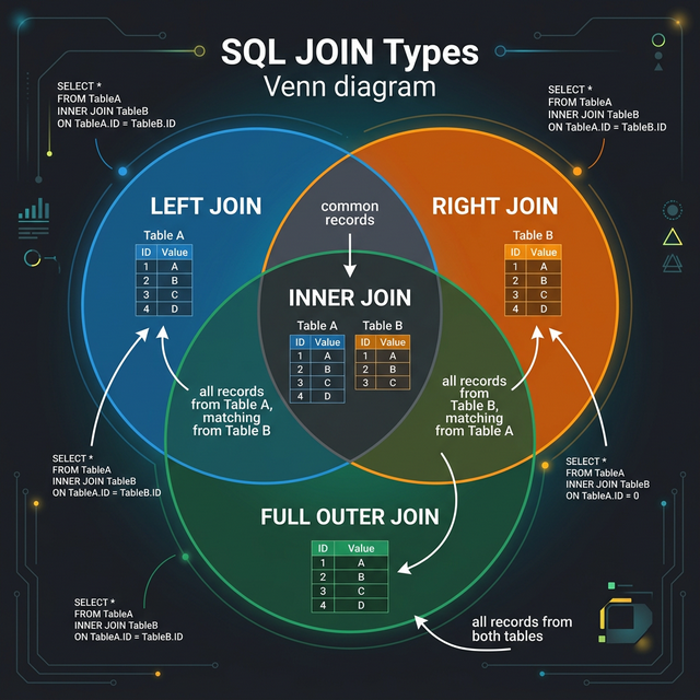 Sơ đồ các loại JOIN trong SQL