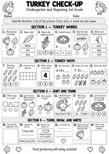 Turkey Check-Up Worksheet