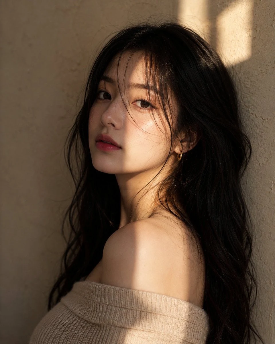 Retrato editorial coreano ultrarrealista