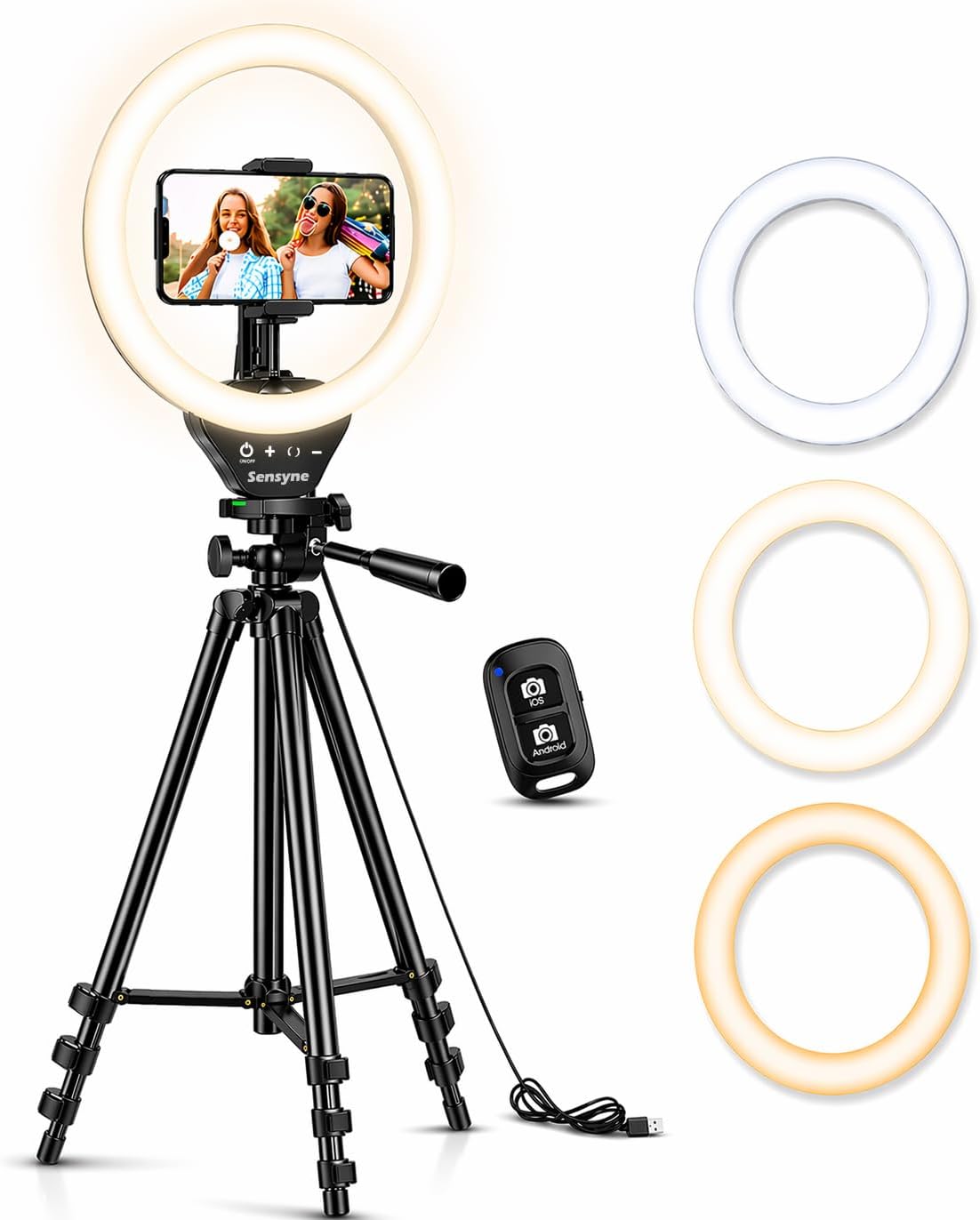 Sensyne Aro de Luz LED 10 Pulgadas con Trípode Extensible 130cm
