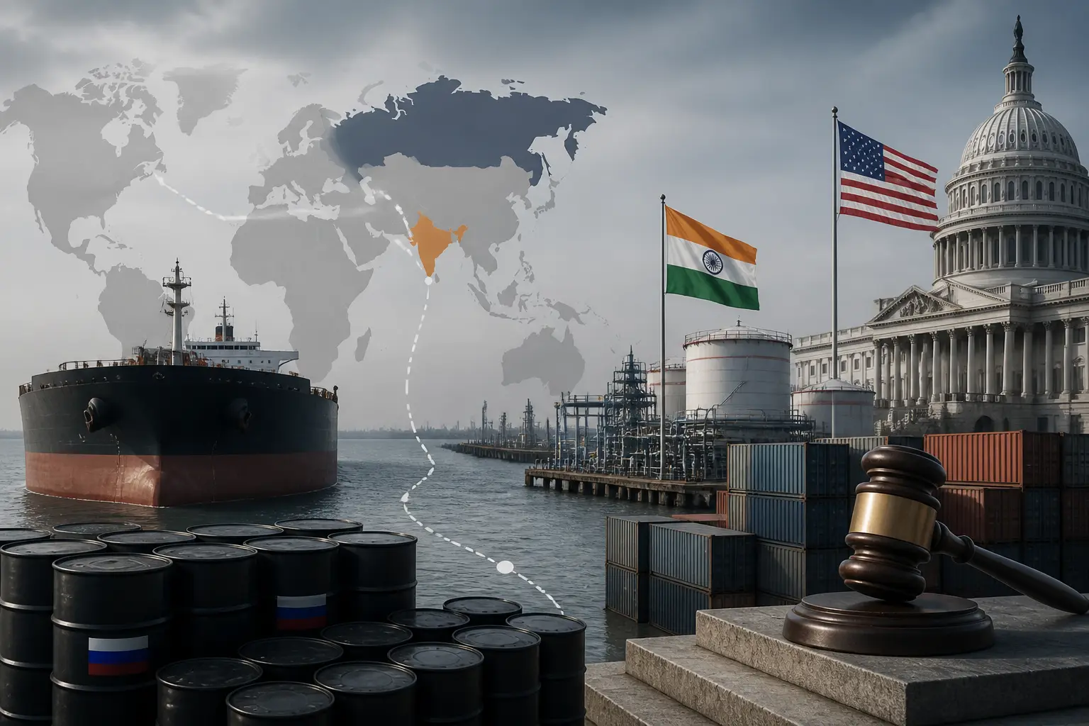 Editorial image for India faces 100% tariff threat over Russian oil after US House vote