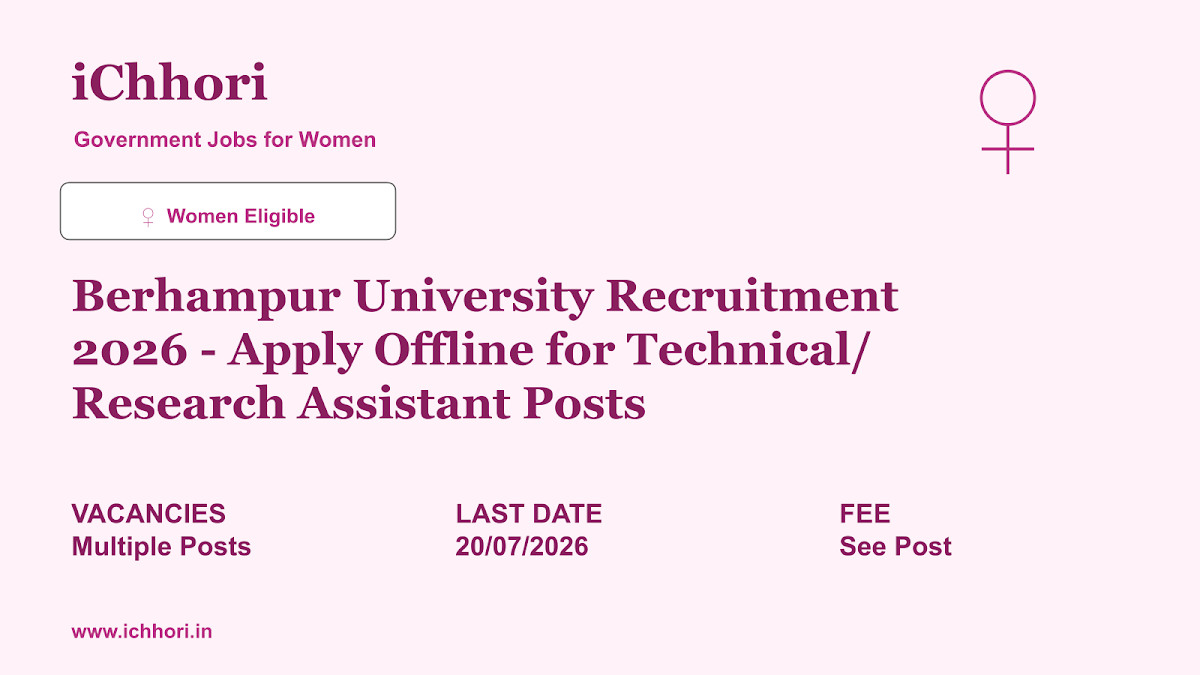 Berhampur University Recruitment 2026 - Apply Offline for Technical/ Research Assistant Posts - iChhori