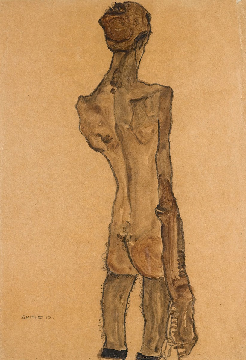 Stehender Männlicher Rückenakt Standing Male Nude Back View 1910