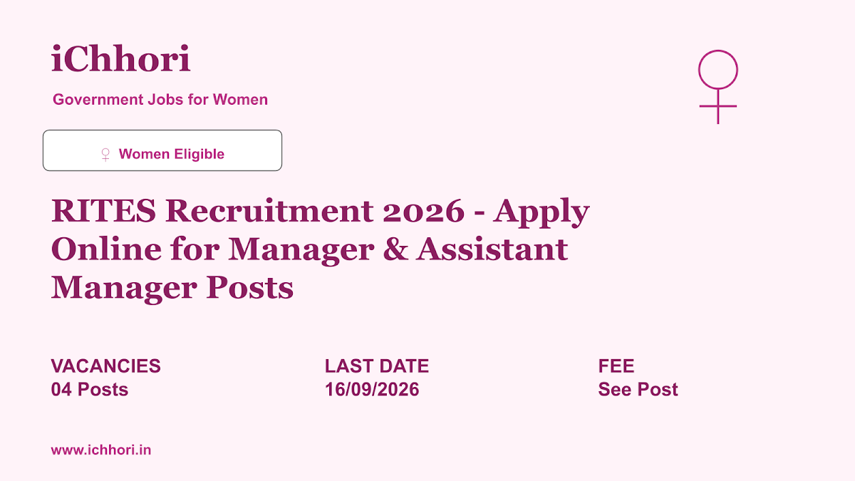 RITES Recruitment 2026 - Apply Online for Manager & Assistant Manager Posts - iChhori