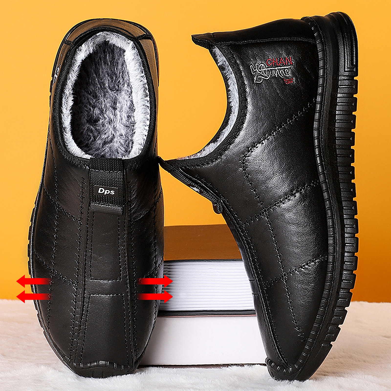 Insulated men's short boots made of synthetic leather, warm and comfortable