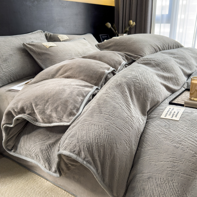 Doppelseitiges Bettwäsche-Set aus Milchfaser-Fleece, winterwarm