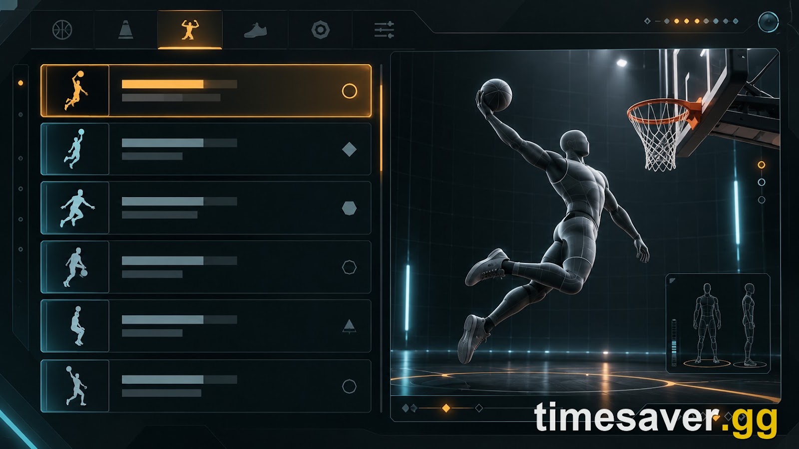NBA 2K27 Dunk Style Creator menu showing equipped contact dunk packages