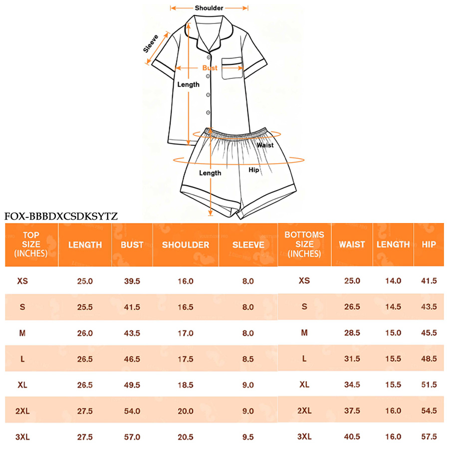 AOP FOX Plain Short Sleeve Pajama Set