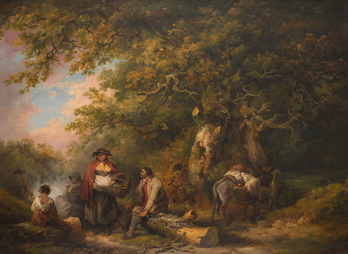 Gypsy Encampment with Seated Man Breaking Firewood 1790