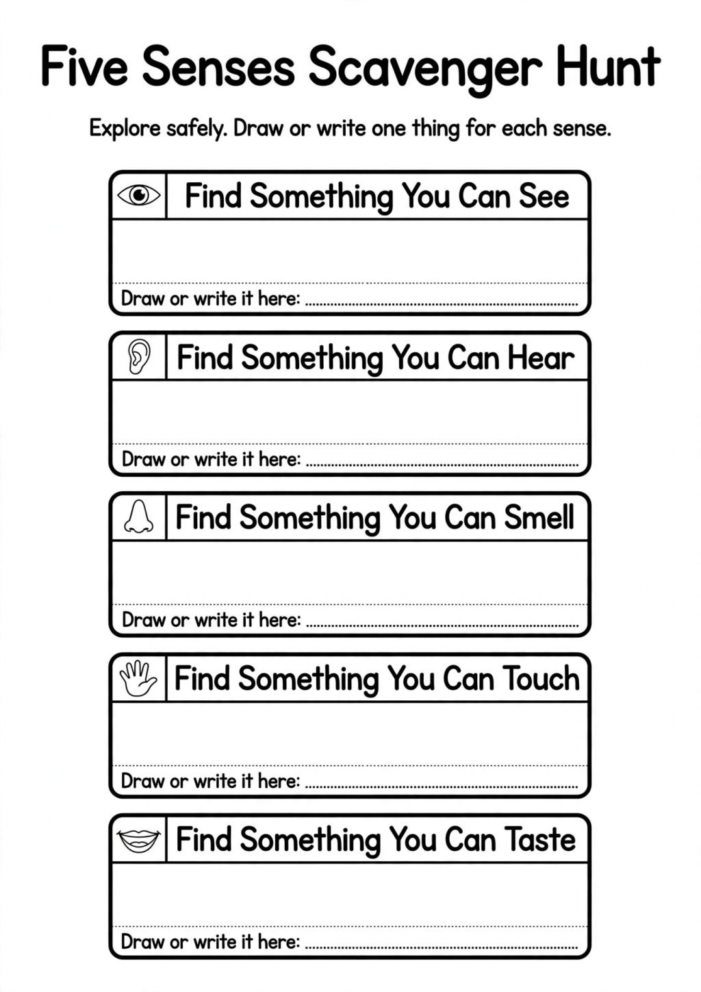 Five Senses Scavenger Hunt