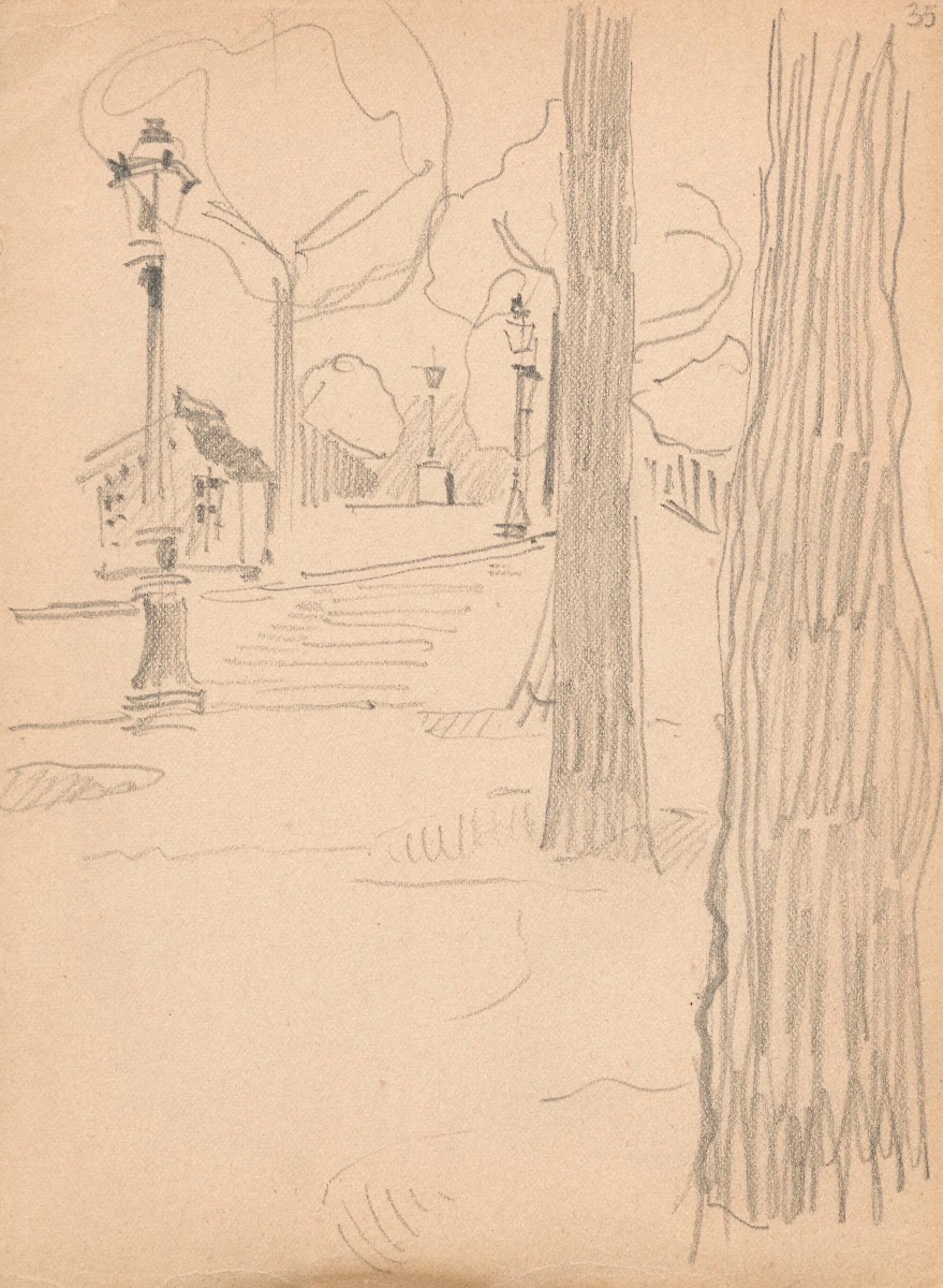 Stairs lanterns and trees 1910