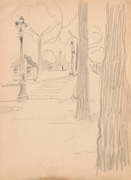 Stairs lanterns and trees 1910