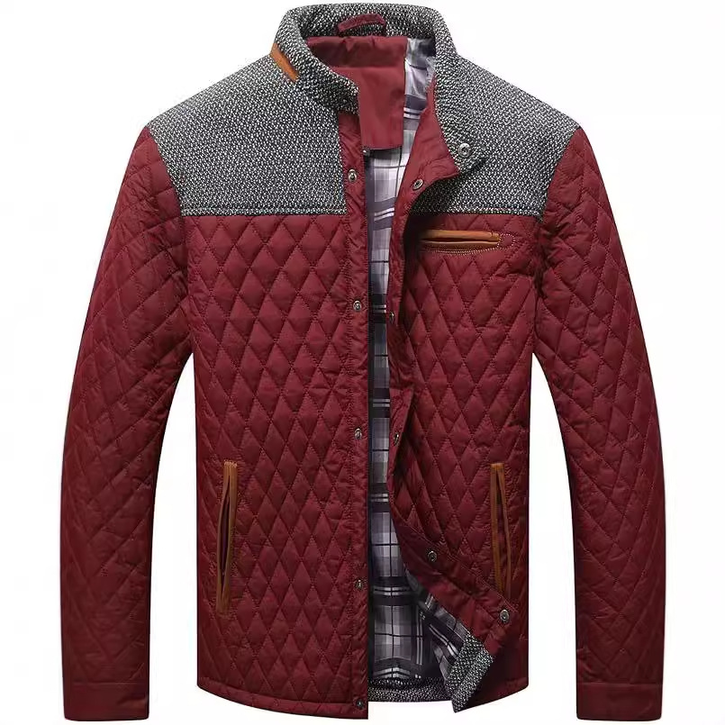Men's quilted jacket, checked, for leisure and sports