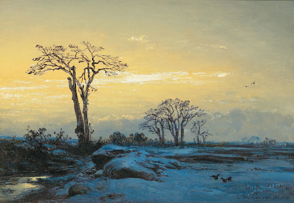 Crows in an Open Winter Landscape 1851