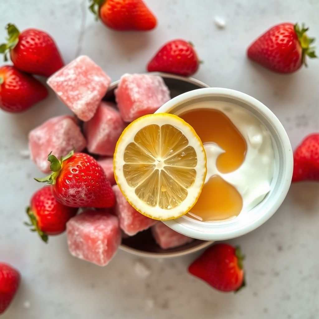 Ingredients for Quick and Refreshing Strawberry Lemon Smoothie Recipe – 5-Minute Homemade Breakfast