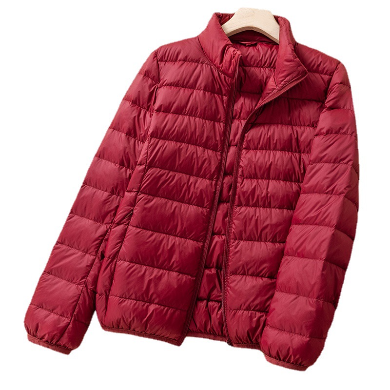 Lightweight women's down jacket with stand-up collar