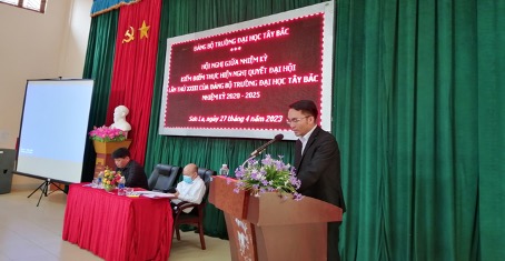 Hội nghị giữa nhiệm kỳ kiểm điểm thực hiện Nghị quyết Đại hội lần thứ XXIII của Đảng bộ Trường Đại học Tây Bắc nhiệm kỳ 2020 - 2025