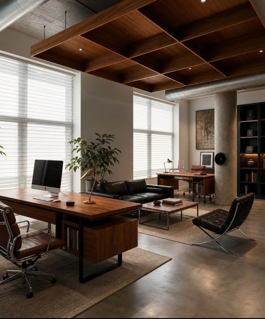 Office furniture showroom desks and chairs at Canton Fair