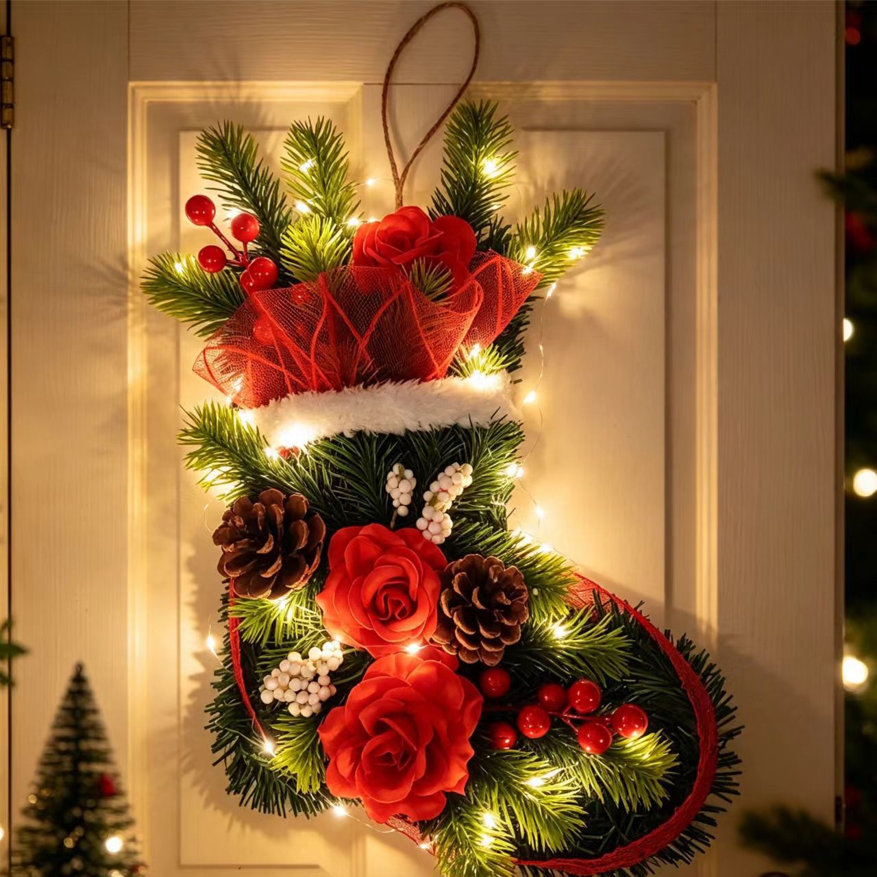 Christmas wreath in boot shape