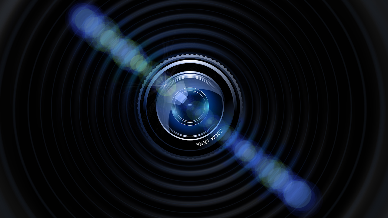 Camera, Lens, Blue, Black, Dark 4K Desktop Wallpaper