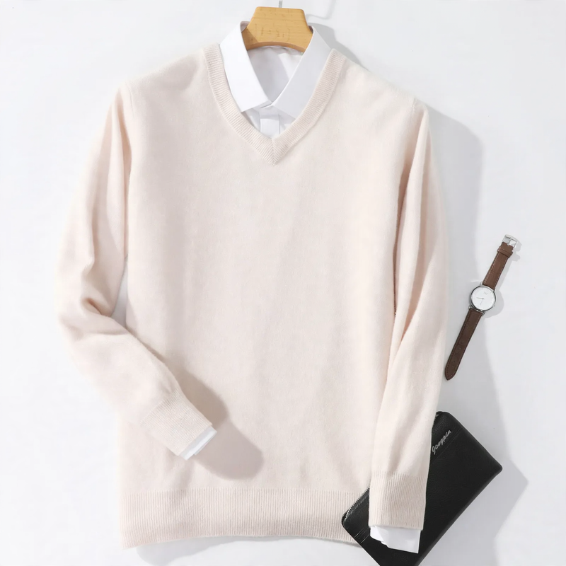 Men's Wool Sweater with V-Neck
