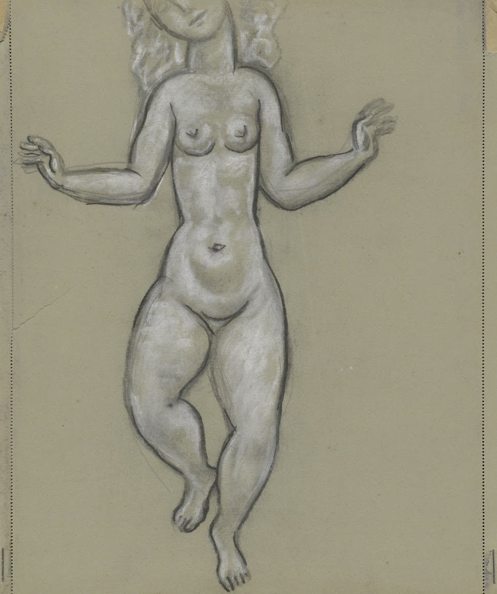 Schetsblad met dansende naakte vrouw 20th century