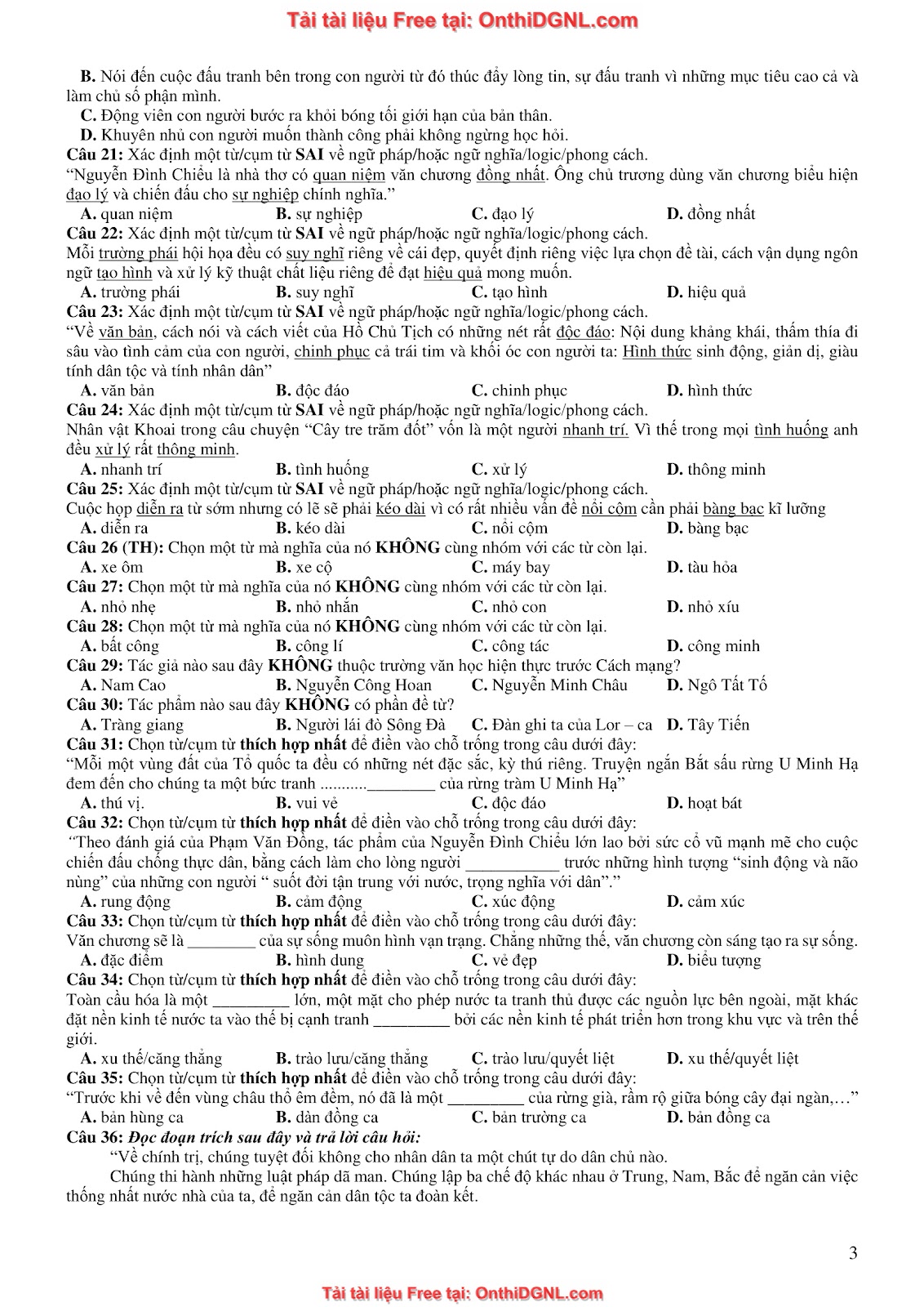 39 Đề ôn HSA - ĐỊnh tính