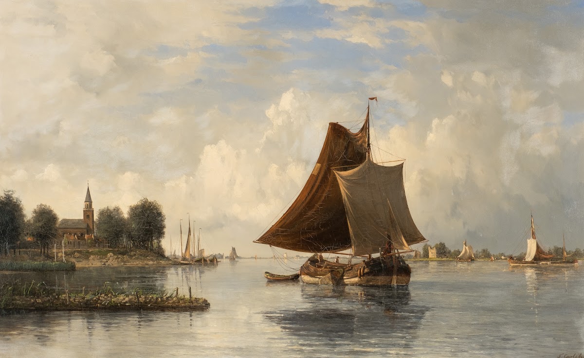 Dutch river landscape with sailing boats 1881