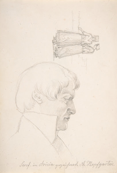 Study Sheet with a Portrait of Carl Julius Senff and Two Italian Women Walking 1
