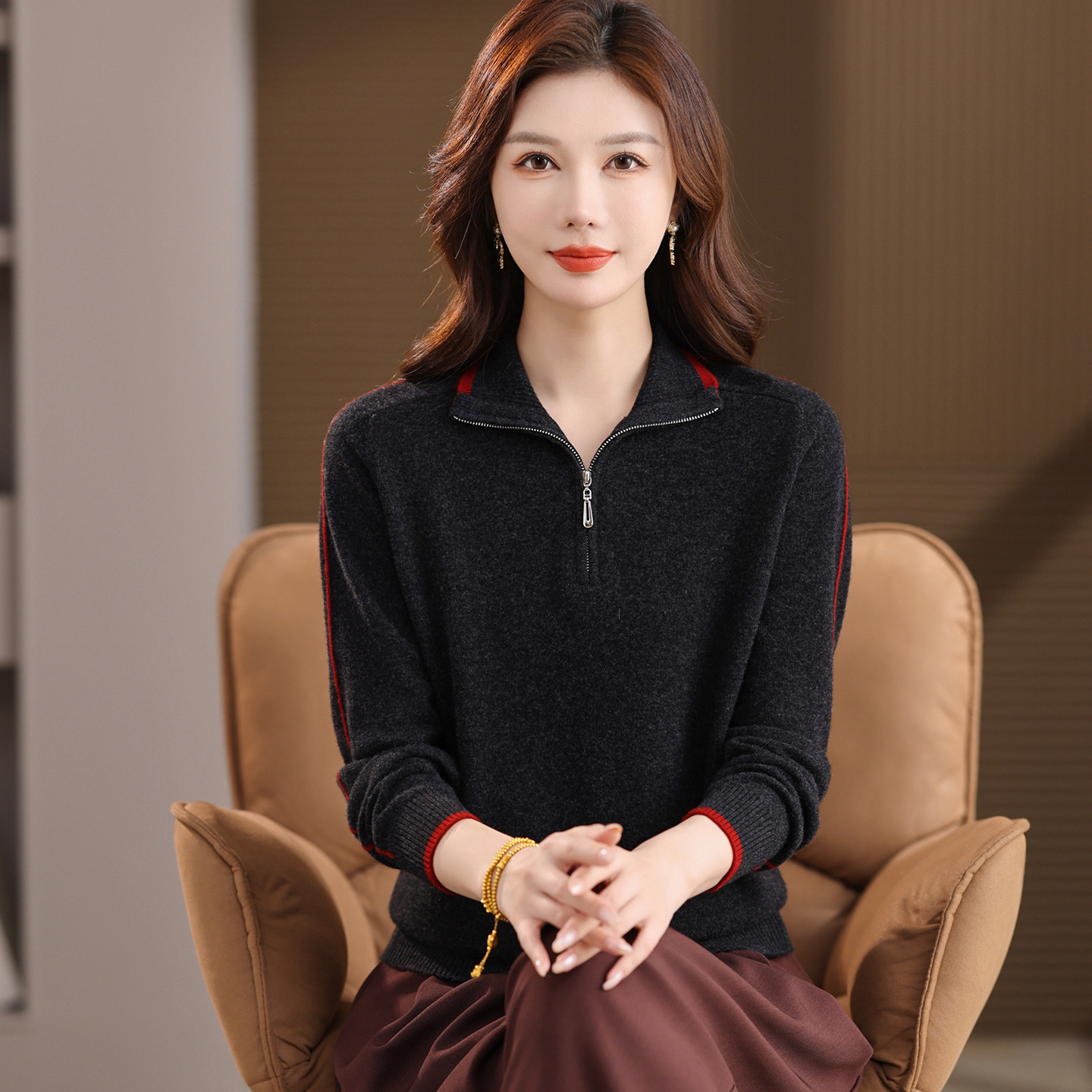 Women’s Polo Sweater with Zipper