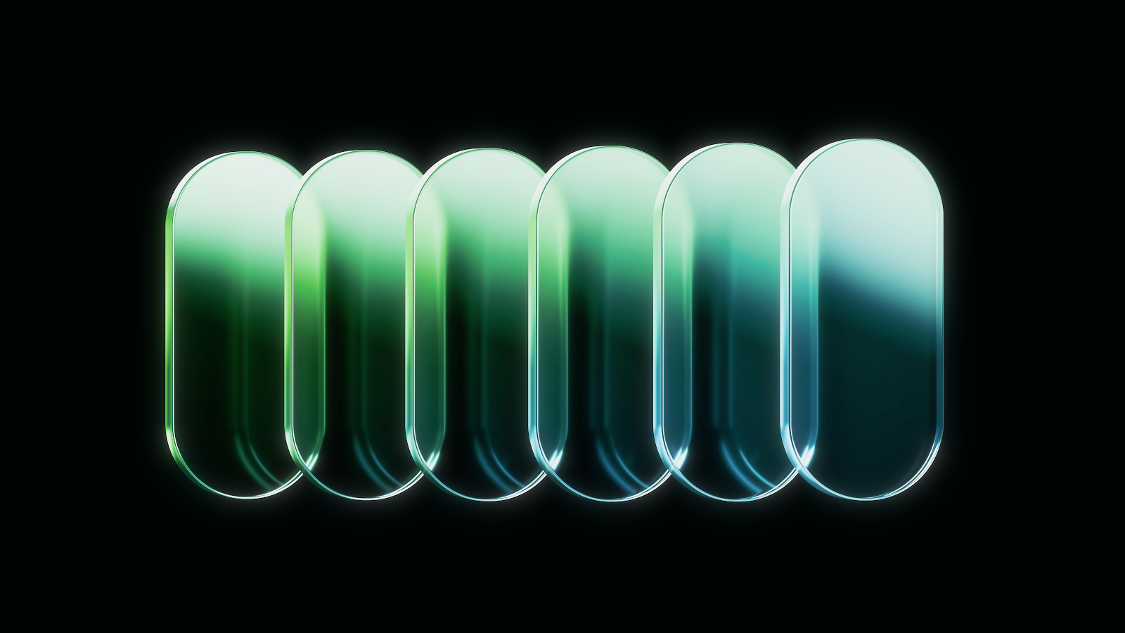 Overlapping Glass Gradient Capsules - Digital Abstract Render 5K Wallpaper (6016x3384)
