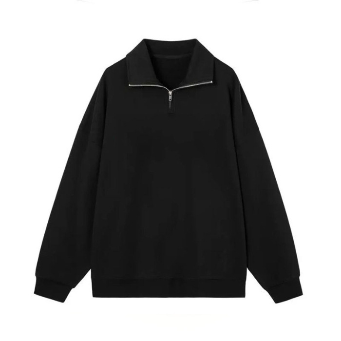 Polo sweatshirt with half zipper, lightweight