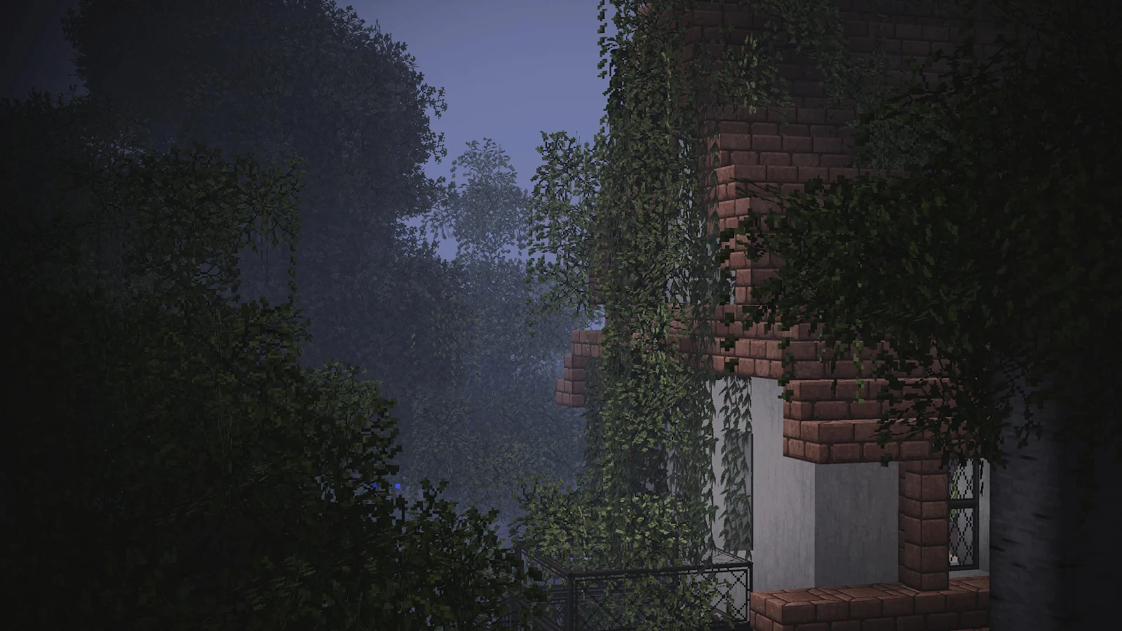 Overgrown Minecraft Brick House - Digital Game Art 4K Wallpaper (3840x2160)
