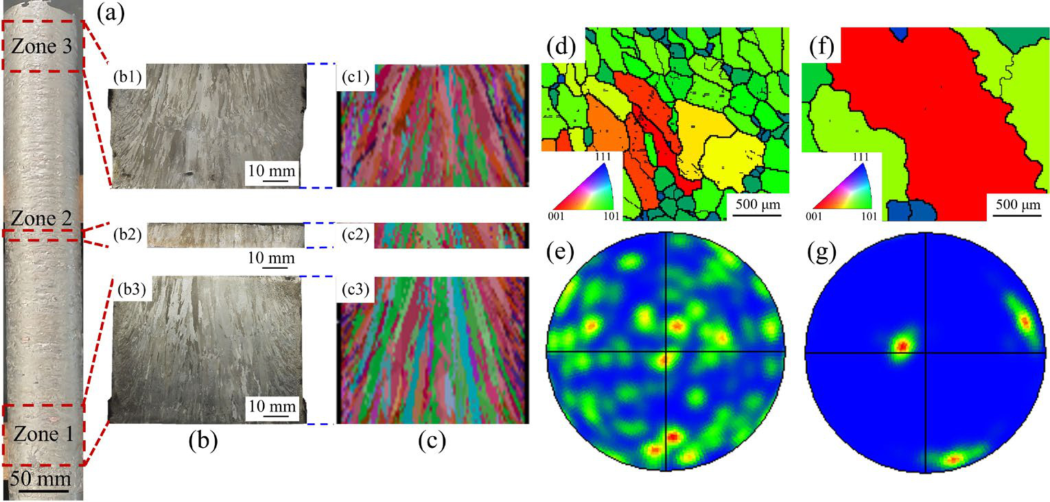 Numerical simulation of solidification structure during electron beam smelting process of superalloy ingots