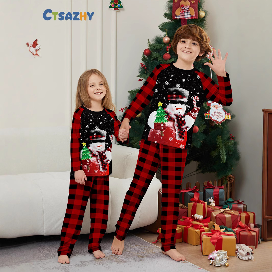 Family Pajama Set, Christmas Prints, Snowman & Candy Cane
