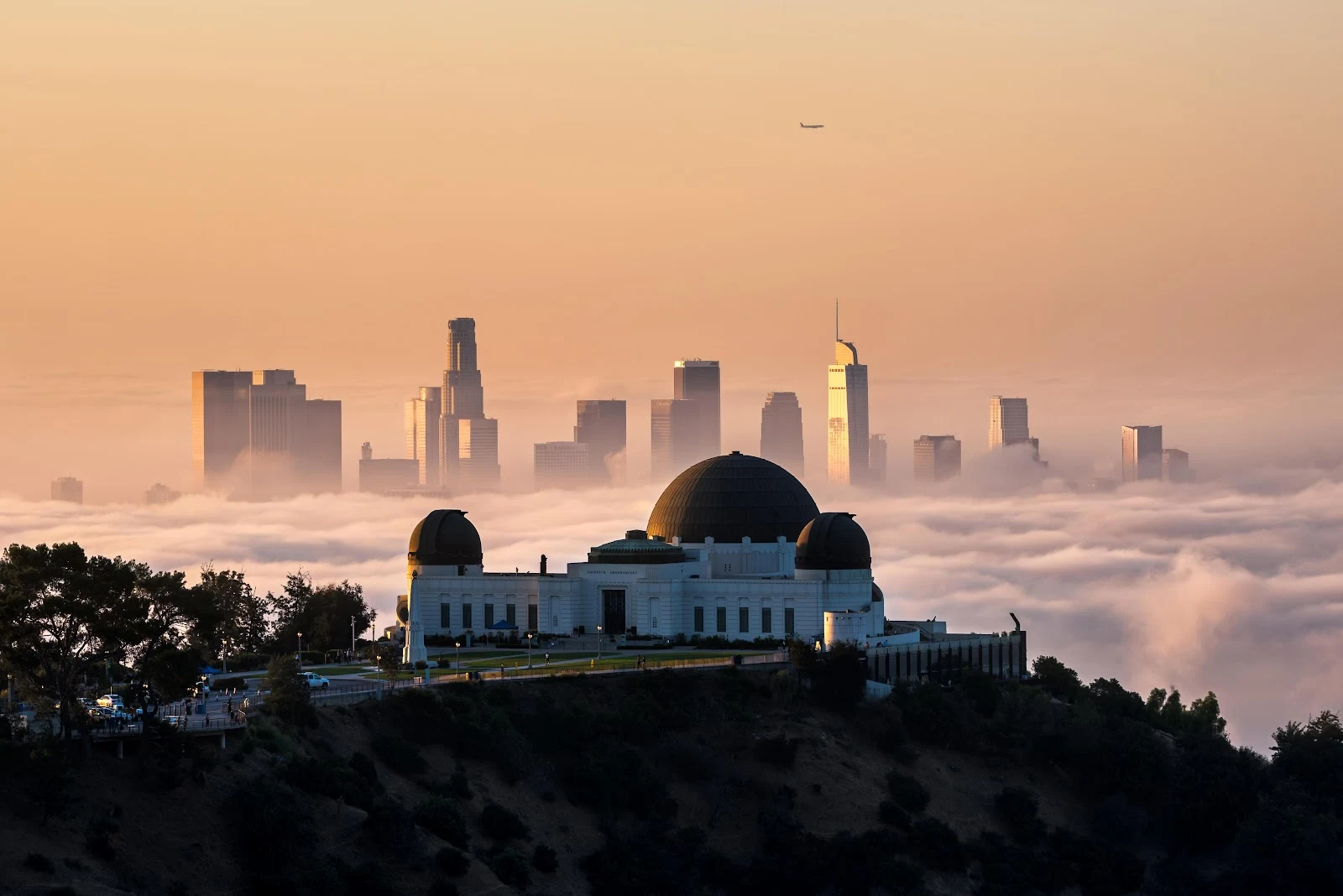 Griffith Observatory Over Foggy Los Angeles - Cityscape Photography 5K Wallpaper (6016x4016)