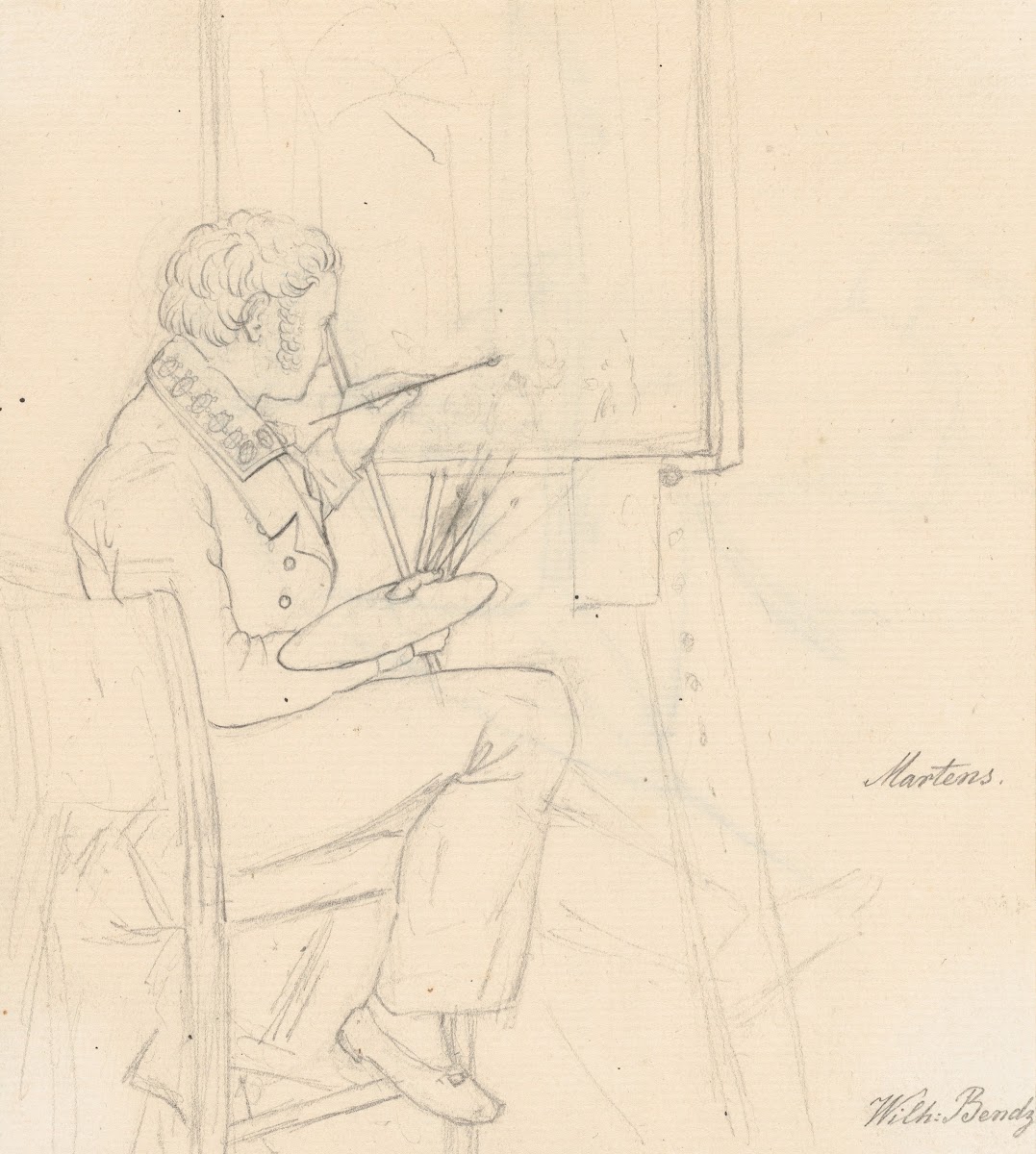 Portrait of the Painter Ditlev Martens at Work Behind and Easel ca 182024