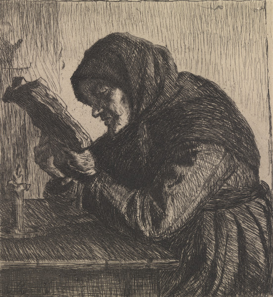 Reading old woman 1896