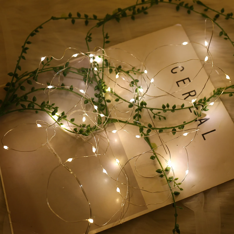 LED Copper Wire String Lights with Button Cell Battery Compartment