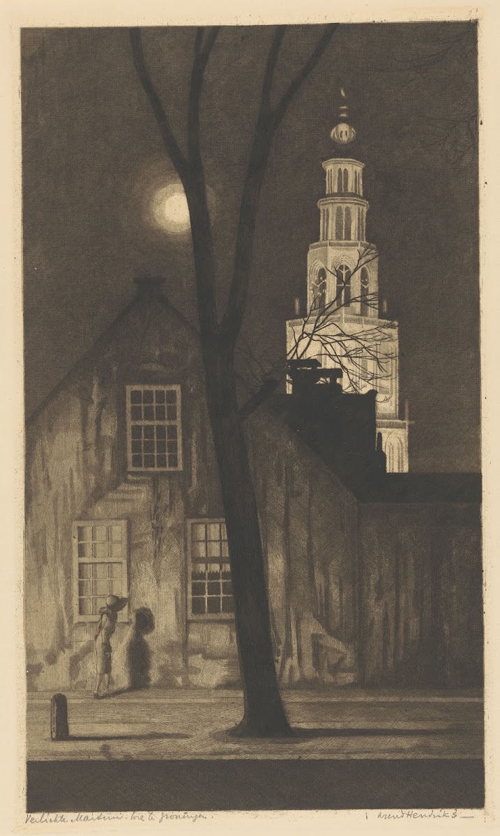Verlichte Martinitoren te Groningen 1911   1931