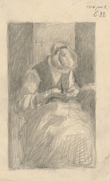 Study of a Steated Woman Sewing 1914