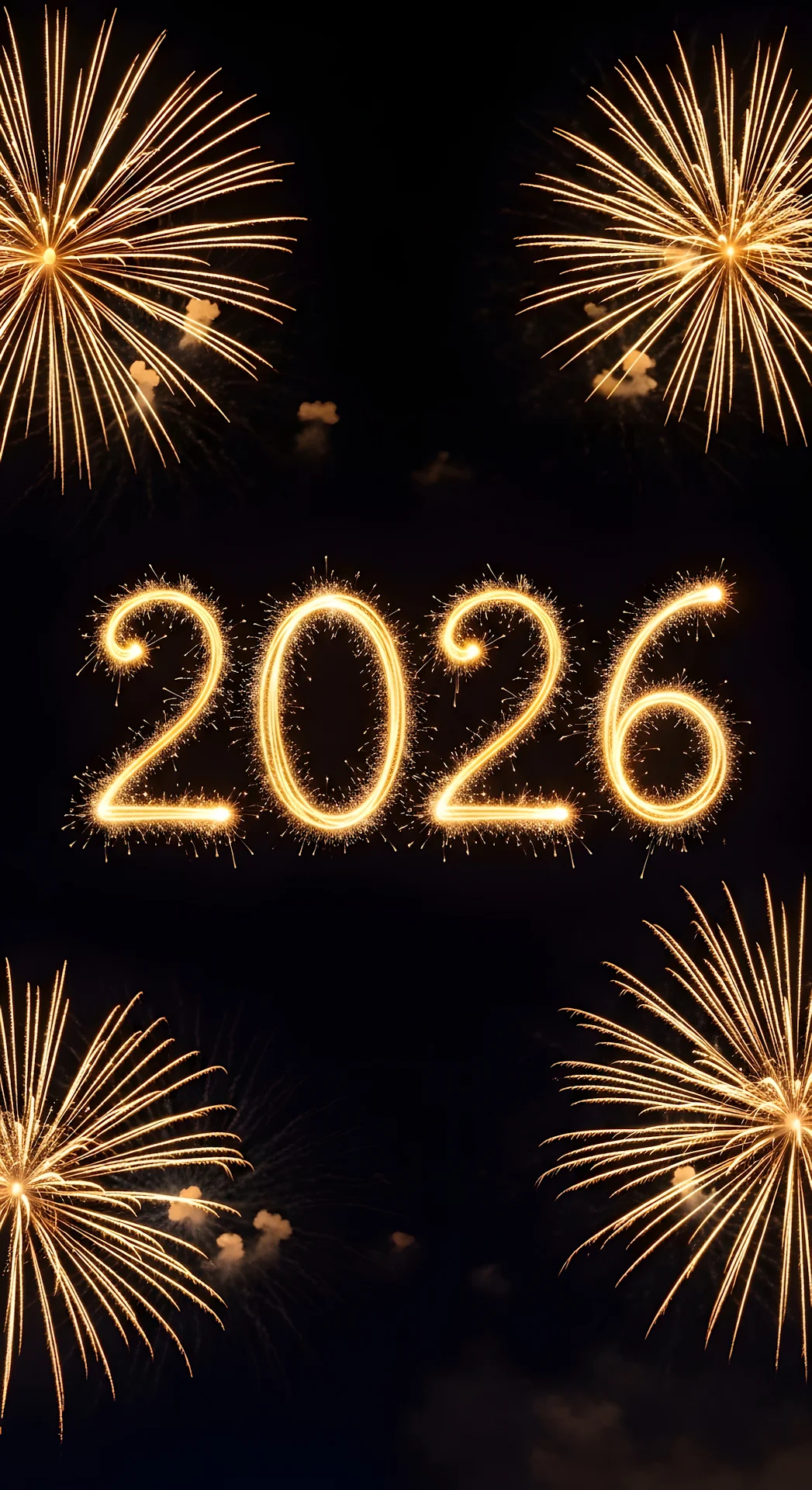 Golden Sparkler 2026 New Year Fireworks Display - Free 4K mobile Wallpaper